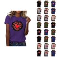 thumbnail image 1 of T-shirts de la Saint-Valentin pour Femmes 2026 à la Mode Manches Courtes Col Rond avec Cœur Graphique, 1 of 4