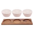 thumbnail image 1 of 1 Set Ceramic Snacks Bowl Dried Fruit Dish Dessert Nut Snack Storage Container with Wood Tray, 1 of 1
