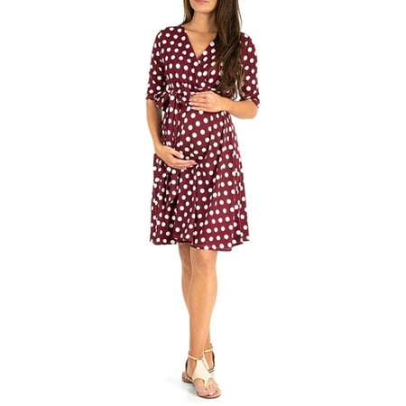 

Women Maternity Dress Casual V Neck Dot/Floral Print Half Sleeve Dress for Pregnancy Clothes Photoshoot