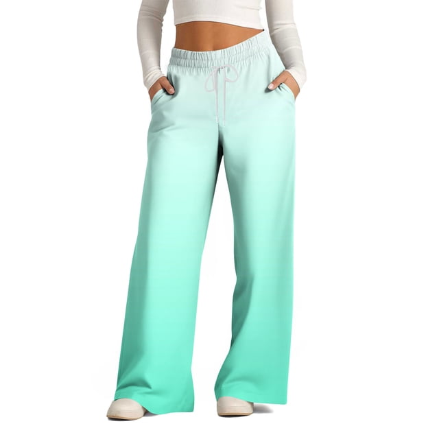 Pants for Women, Womens Fashionable Striped Printed Drawstring Wide Leg Pants