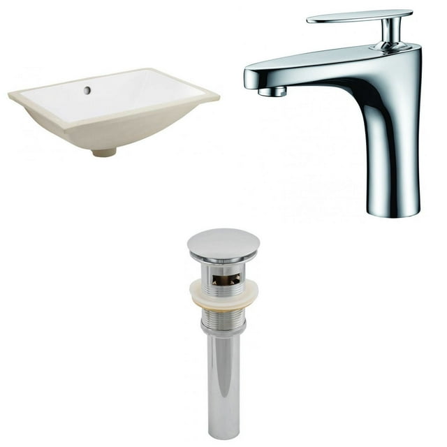 18.25-in. W CUPC Rectangle Bathroom Undermount Sink Set In White - Chrome Hardware - Overflow Drain Incl. AI-13055