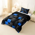 thumbnail image 2 of Manfei Abstract 3D Cube Twin Comforter Sets, Geometric Checkered Bedding Set, Black and Blue, Black Reversible 2 Pieces, 1 Comforter and 1 Pillowcase, 2 of 6