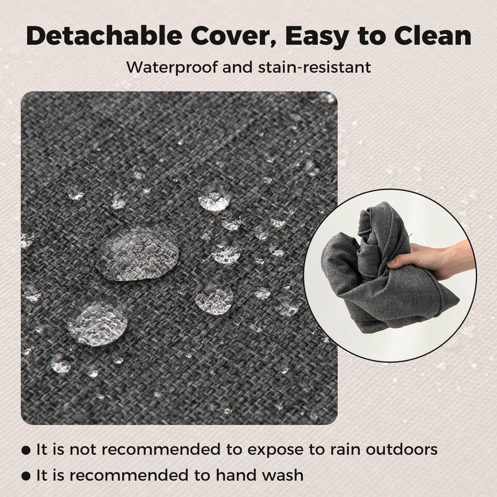 Costway 2-Pack 24" x 24" Deep Seat Cushion & Back Pillow with Removable Covers Outdoor Gray