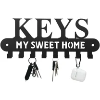 Wall Mounted Decor Black Metal Key Holder Hooks with Sweet Home Decorative for Hook for wall Coat rack Storage rack Wall hanging