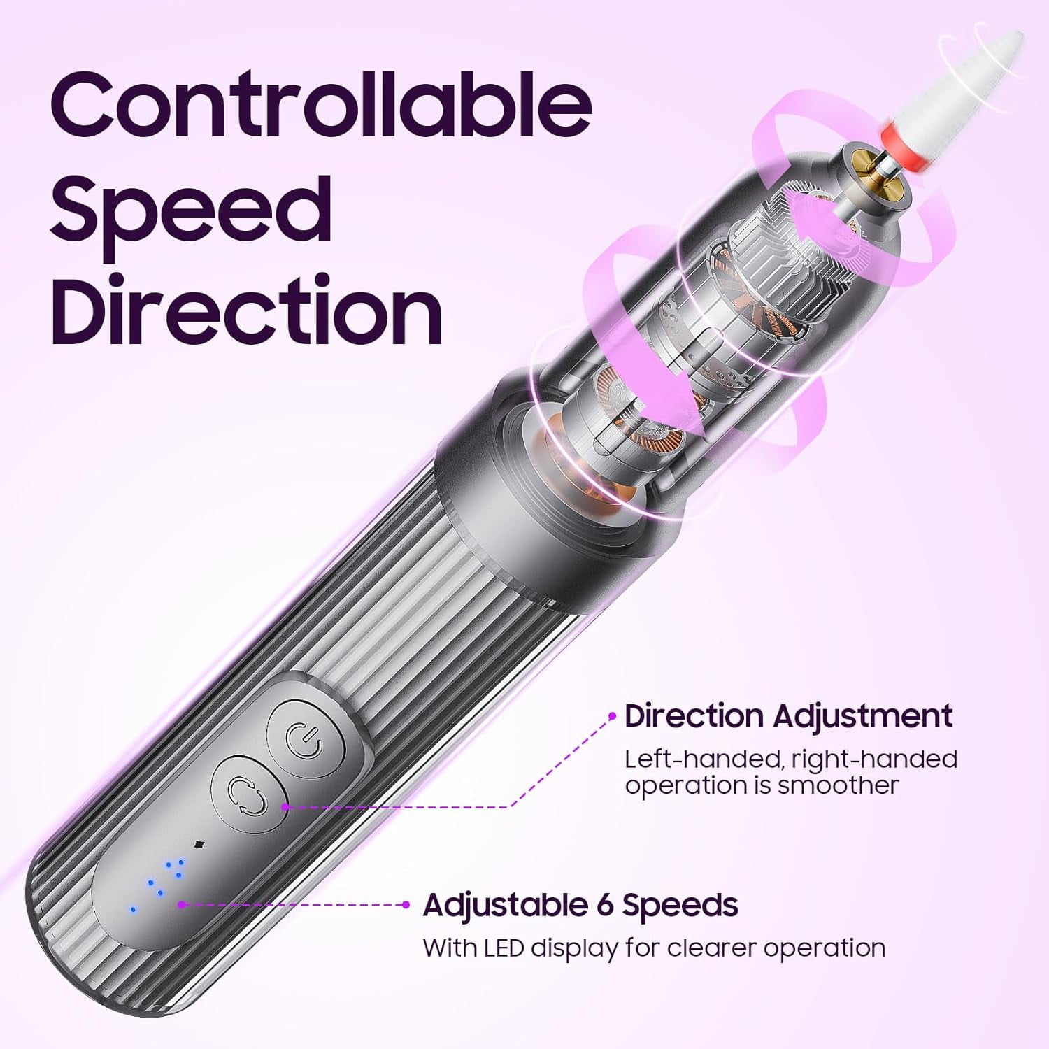 Electric Nail Drill Machine Professional, Nail File for Acrylic Gel Nails, Manicure & Pedicure Kit for Grinding Polishing Trimming