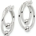 thumbnail image 2 of Sterling Silver Polished Double Circle Beaded Hoop Earrings (19.15 X 17.75) Made In India qe15900, 2 of 5