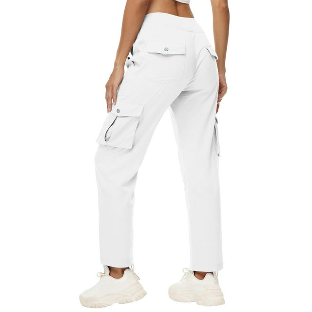 iHPH7 Joggers pour Femmes Pantalons Cargo pour Femmes Pantalons à Séchage Rapide Femmes Pantalons Amples Pantalons Taille Haute pour Femmes Pantalons de Travail Femmes Pantalons de Randonnée Femmes Blanc 3TG