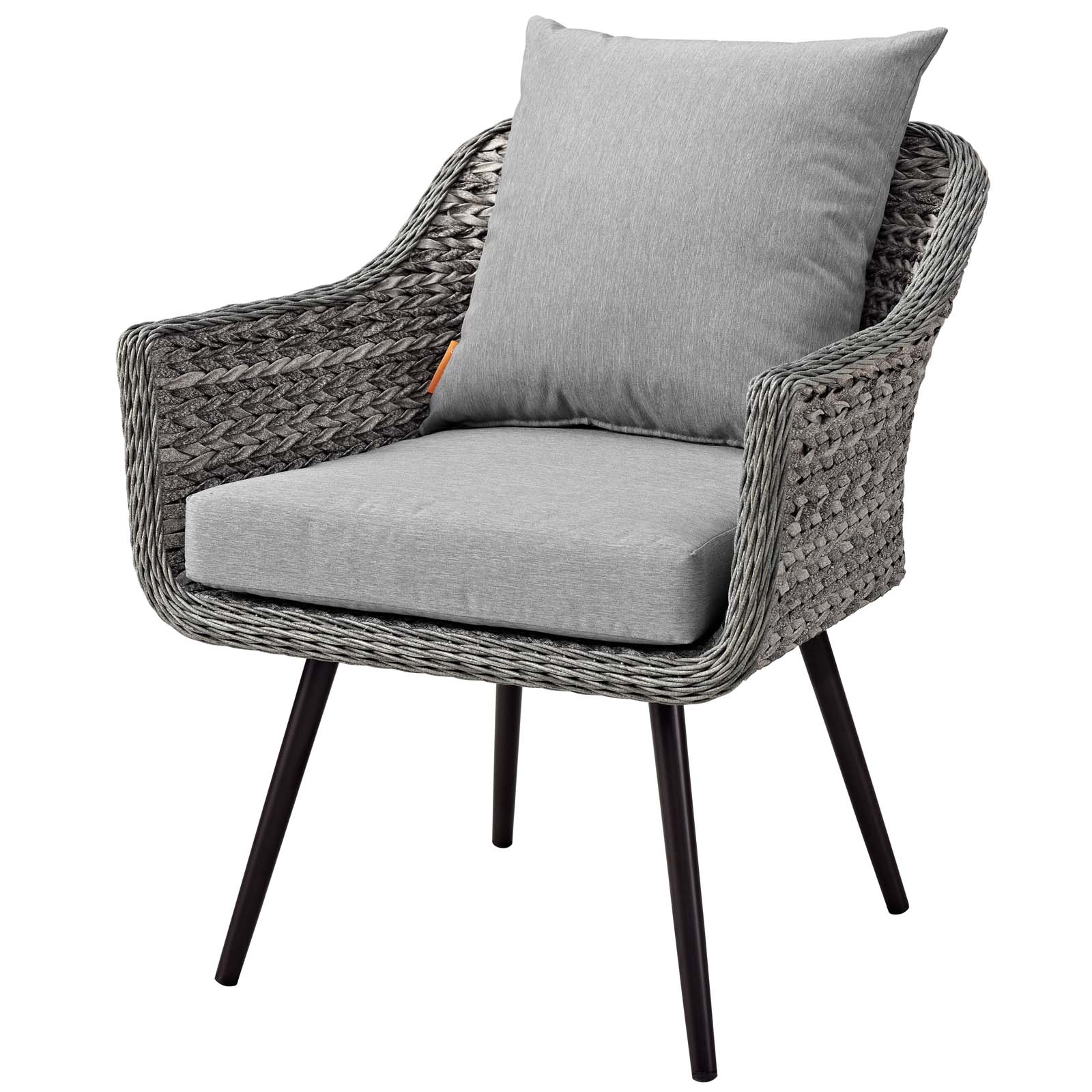 Contemporary Modern Urban Designer Outdoor Patio Balcony Garden Furniture Lounge Chair and Coffee Table Set, Aluminum Fabric Wicker Rattan, Grey Gray - image 3 of 8