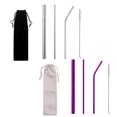 thumbnail image 1 of Juego de 2 pajitas de Metal reutilizables de acero inoxidable con cepillo de limpieza, pajitas para batidos para mujeres y hombres, 1 of 5