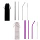 thumbnail image 1 of Juego de 2 pajitas de Metal reutilizables de acero inoxidable con cepillo de limpieza, pajitas para batidos para mujeres y hombres, 1 of 5