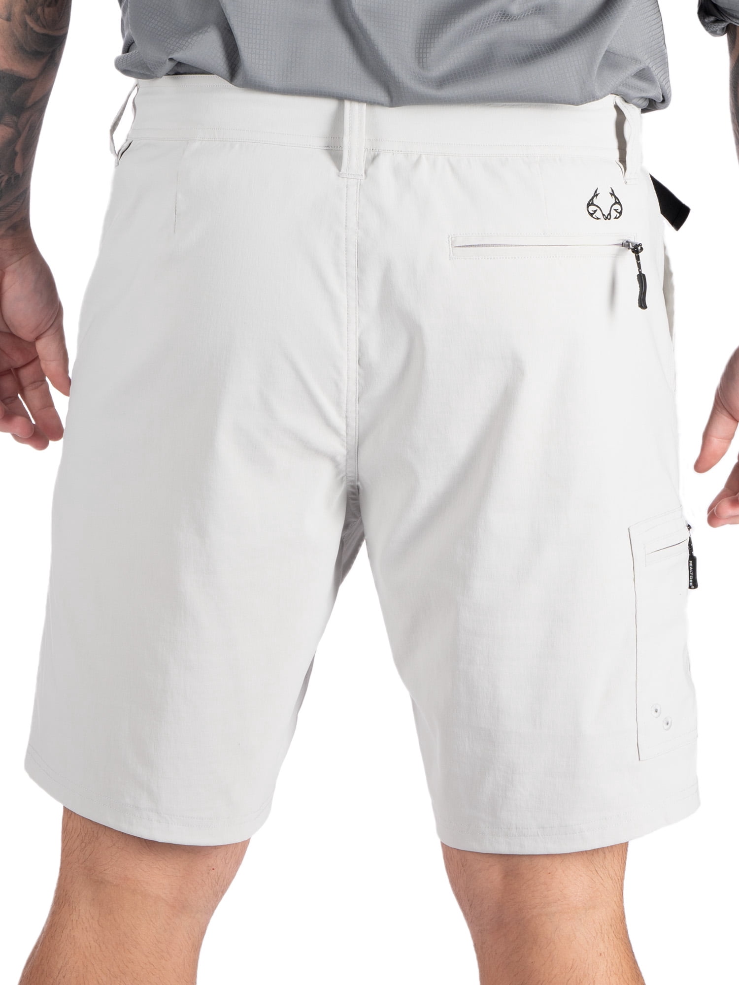 Realtree Men's Hybrid Fishing Shorts, Athletic Performance Short Pants in Light Grey, Sizes S-3XL