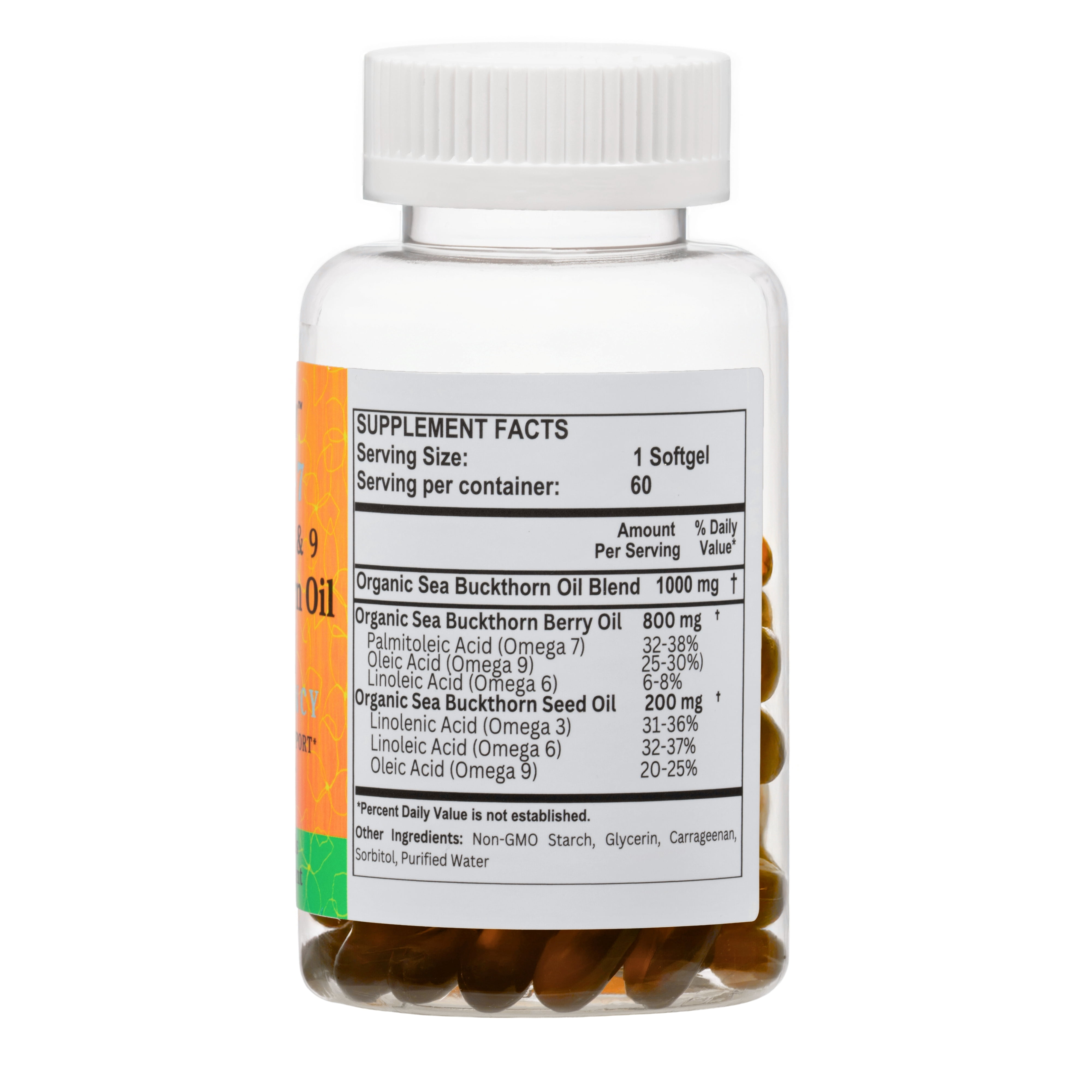Nikoni Organic Sea Buckthorn Oil Omega-7 Antioxidant Support Vegan Softgels 240 Count