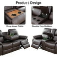 thumbnail image 2 of Caberryne Recliner Couch Set with 4 Recliners for Living Room Sets，Leather Reclining Sofa and Loveseat Sets with Cup Holders/Hidden Table for Living Room/Theater Seating(2 Pieces,Brown), 2 of 5