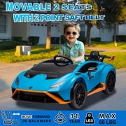 Lamborghini 24V Powered Ride On Car, Lamborghini Electric Cars Ride On Toy for Kids 3-6, 24V Ride Ons with Remote Control, 4 Wheelers Electric Car Toy for Kids, Bluetooth, 360° Spin, LED Lights, Blue