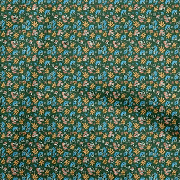 oneOone Cotton Flex Dark Green Fabric Asian Japanese Floral Sewing Craft Projects Fabric Prints By Yard 40 Inch Wide