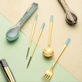 thumbnail image 4 of 3pcs Stainless Steel Dinnerware Set Camping Travel Sets Pink, 4 of 5