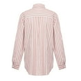 thumbnail image 5 of XFLWAM Women's Striped Button Down Shirts Casual Long Sleeve Stylish V Neck Blouses Tops with Pockets Pink XL, 5 of 5