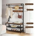 thumbnail image 2 of Studyset Industrial Hall Tree,Entryway Bench with Coat Rack freestanding,Wood Look Accent Large Shoe Rack Bench with Storage Shelf Hanging Bar,8 Hooks Rustic Brown 39.9"x15.7"x72", 2 of 7