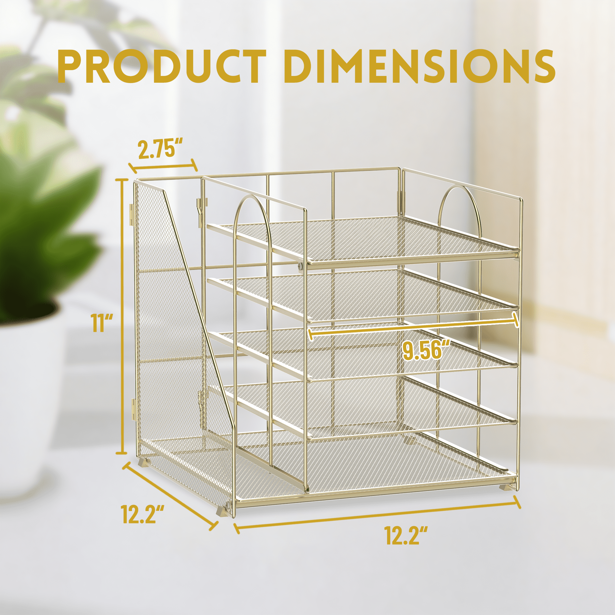 INTIGE 5-Tier Desk Organizer with File Holder, Paper Organizer with Letter Tray