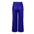 thumbnail image 4 of Women's High Waisted Straight Leg Leather Pants, PU Vegan Pleather Trousers with Pockets, Stretchy Faux Leather Pants for Casual, Club and Night Out Blue XL, 4 of 4