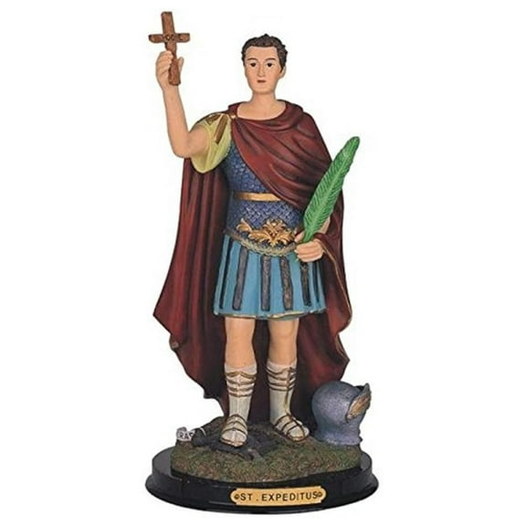 Saint Expedites Statue 12 Inch - Religious Figurine Decor for Home Altar, Spiritual Gift, Resin Holy Saint Expedite Sculpture