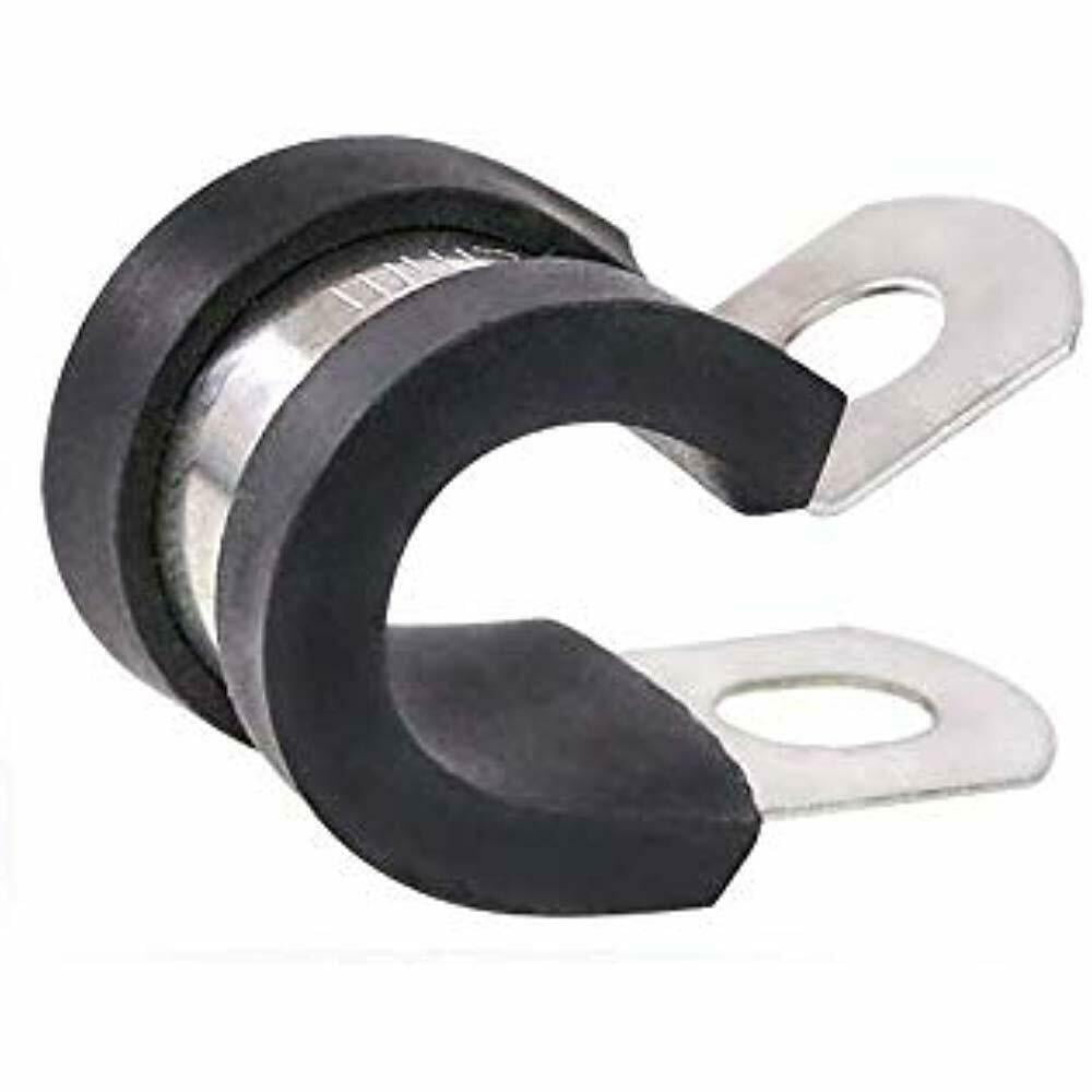 12pcs Φ12mm 1/2 inch Cable Clamps Cushion Clamps Stainless Steel Fuel Line Clamps Rubber Clamps 