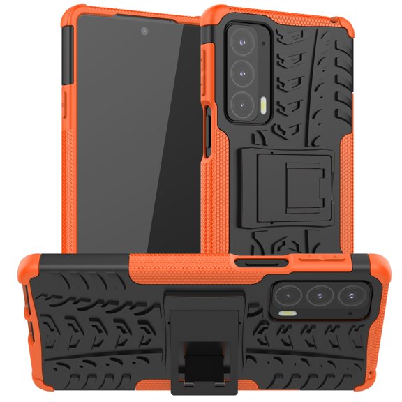 For Motorola Edge 20 Tire Texture Shockproof TPU PC Protective Case with Holder