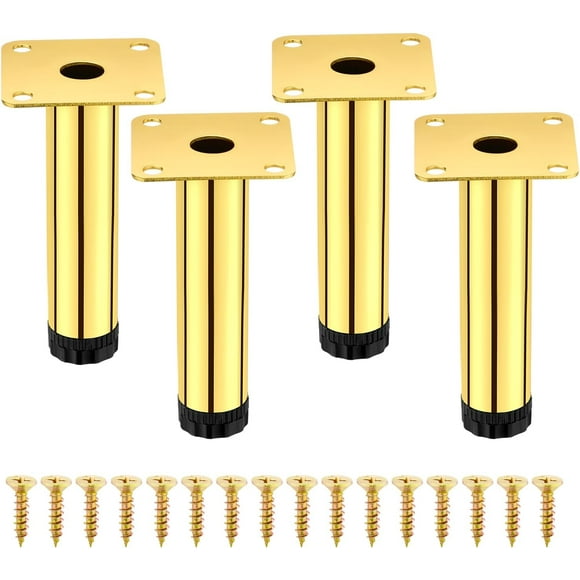 EcoNesxp Modern Metal Cabinet Legs Furniture Legs Set Dresser Legs 4 Inch/10cm Adjustable Furniture Feet Inch for Cabinets Kitchen Shelves Sofa Table Chair Desk Cabinets