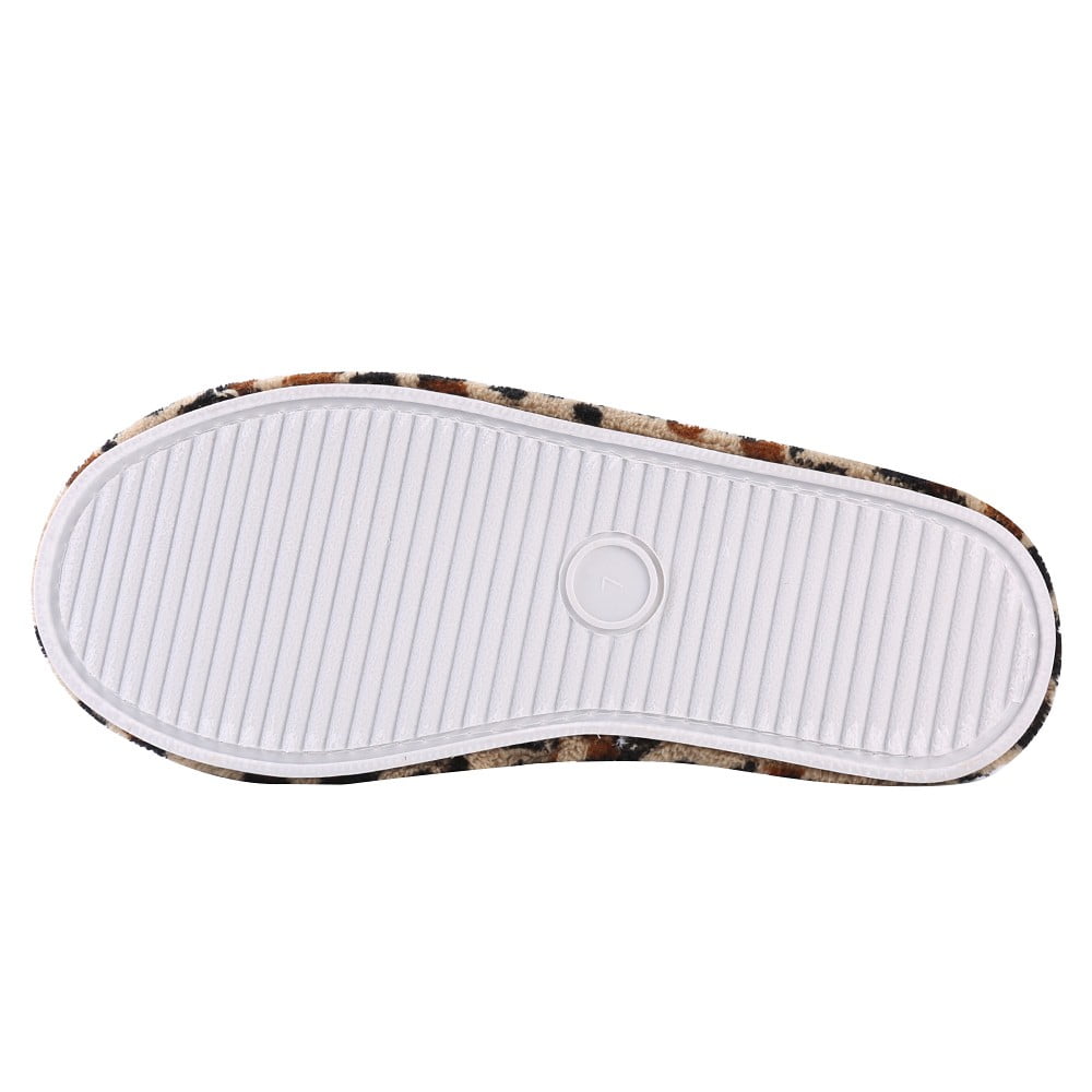 Women’s Faux Fur Leopard Slippers – Plush, Lightweight, Open Toe, Memory Foam and Slip-Resistant for Indoor Comfort