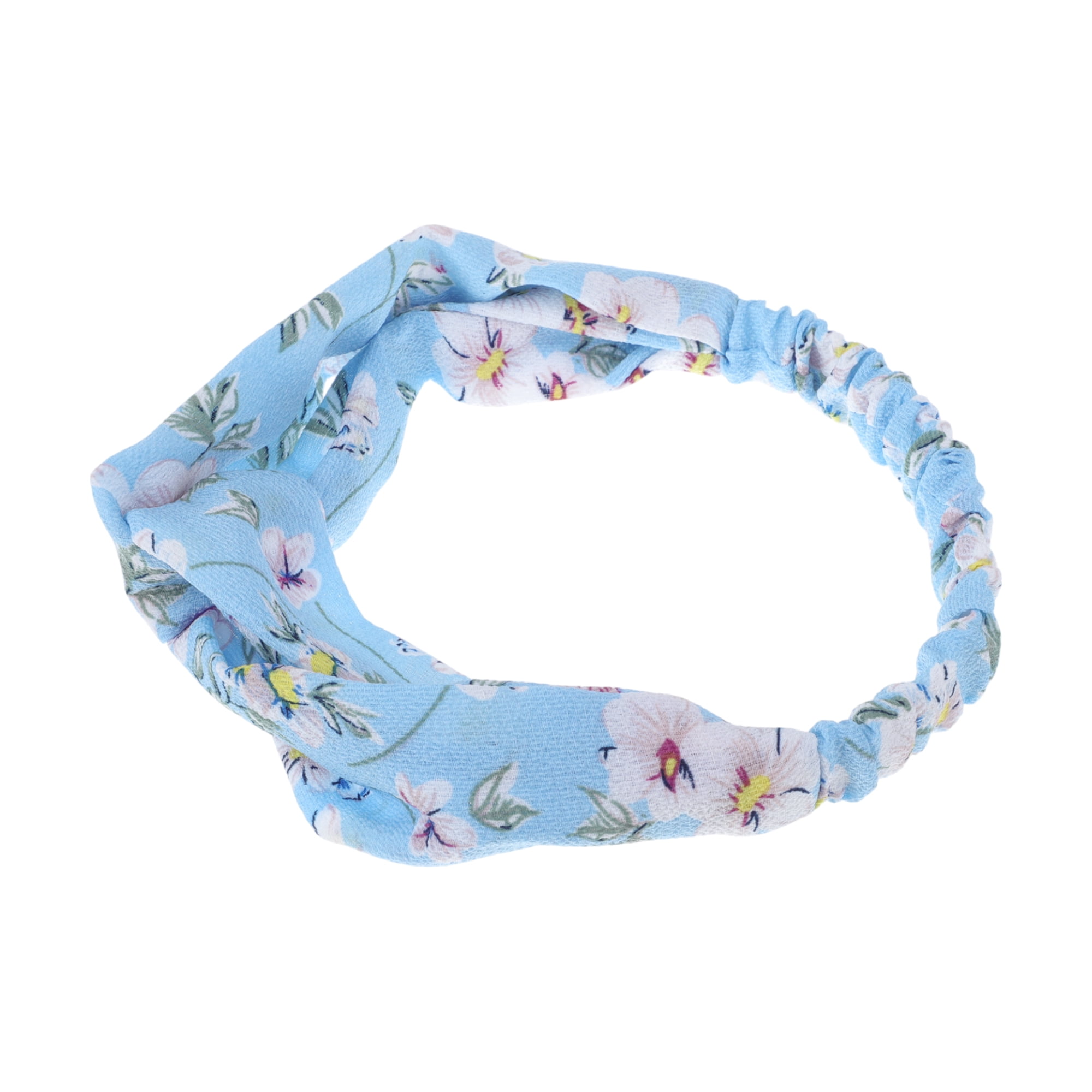 Unique Bargains Fashion Phalaenopsis Pattern Elastic Hairband 1 Pc Light Blue