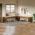 thumbnail image 5 of Finmind L-Shaped Bench, 61" Entryway Shoe Bench with Padded Seat Cushion, Corner Breakfast Nook Seating for Kitchen, Cloakroom, Entry, White & Brown, 5 of 8