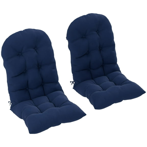 Buytoshop Outdoor Adirondack Chair Cushions Set of 2, Tufted High Back Patio Chair Cushions with Ties, Non-Slip Replacement Seat Pads for Adirondack Chairs, Navy Blue