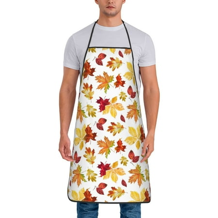 

Jgfou Autumn Leaves 1 Print Anti-fouling Apron for Men Women Waterproof Oil-Proof Kitchen Apron with Adjustable Straps Pocket and No-Pill No-Fade Fabric