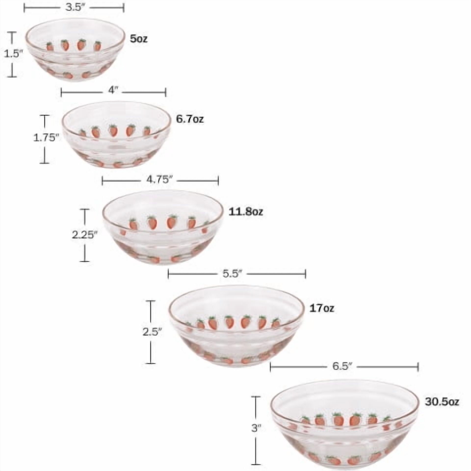 Chef Buddy 20-Piece Clear Fruit Design Glass Food Storage Bowl and Lids Set