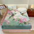 thumbnail image 3 of ZIATUBLES 3-Piece Twin Size Cooling Sheet Set – Soft Polyester Bedding, Cozy and Breathable All-Season Sheets with 1 Fitted Sheet and 2 Pillowcases, Hummingbird Pink Flower Print, 3 of 9