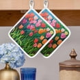 thumbnail image 2 of Colorful Spring Floral Pot Holders for Kitchen Heatproof Potholder, 3 Pack Summer Botanical Oil Painting Hot Pads Multipurpose Oven Pads Cloth Potholders Trivet for Cooking Baking, 2 of 8