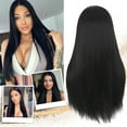 thumbnail image 2 of DOPI Wigs Long Natural Straight Middle Part Natural Black Color Wig Heat Realistic Synthetic Daily Party Wig For Women, 2 of 2