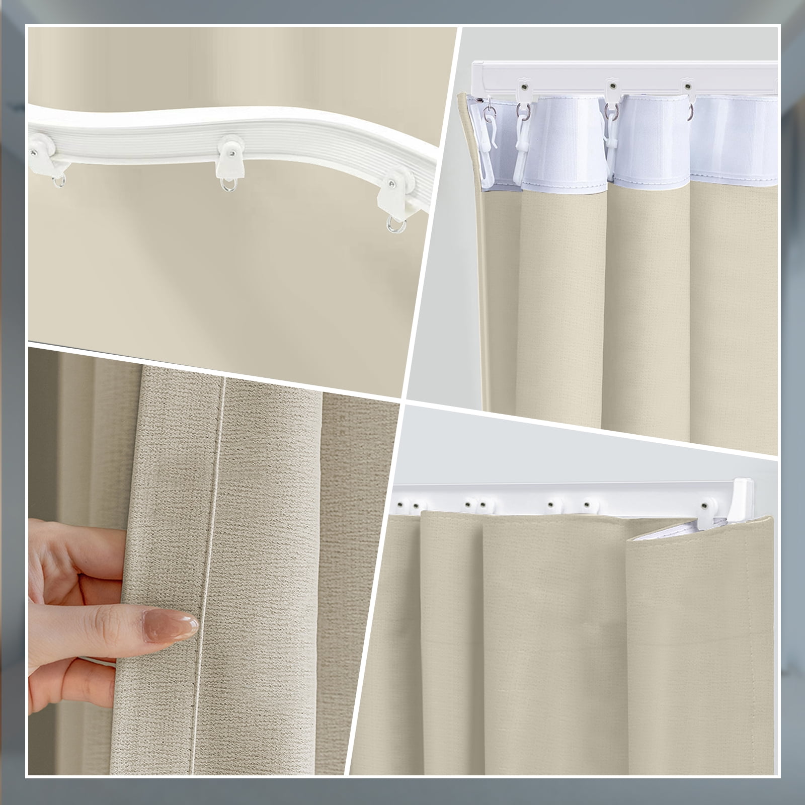 DONGPAI Room Divider Curtains Blackout Privacy Curtain Flexible Ceiling Track Thermal Insulated Noise Reduction Curtains for Living Room Bedroom Partition Separator, 1 Panel, Beige, 100"x 108"