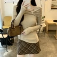 thumbnail image 3 of Pulls à Col Slash pour Femmes Automne Hiver 2024 Tricot à Manches Longues pour Femmes Chandail Doux Femme, 3 of 5