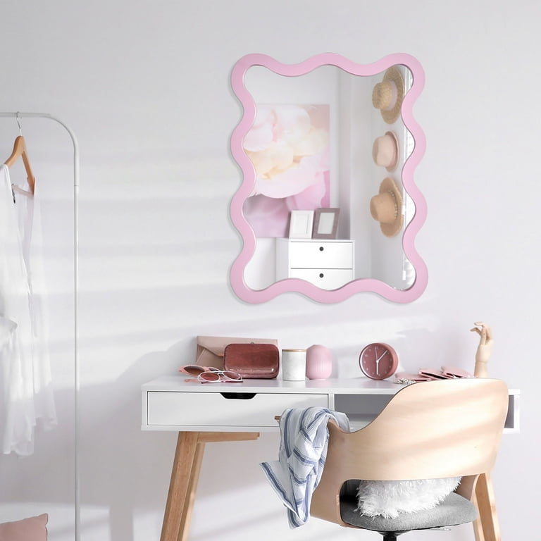 American Art Decor Wavy Framed Mirror, Lavender - 22