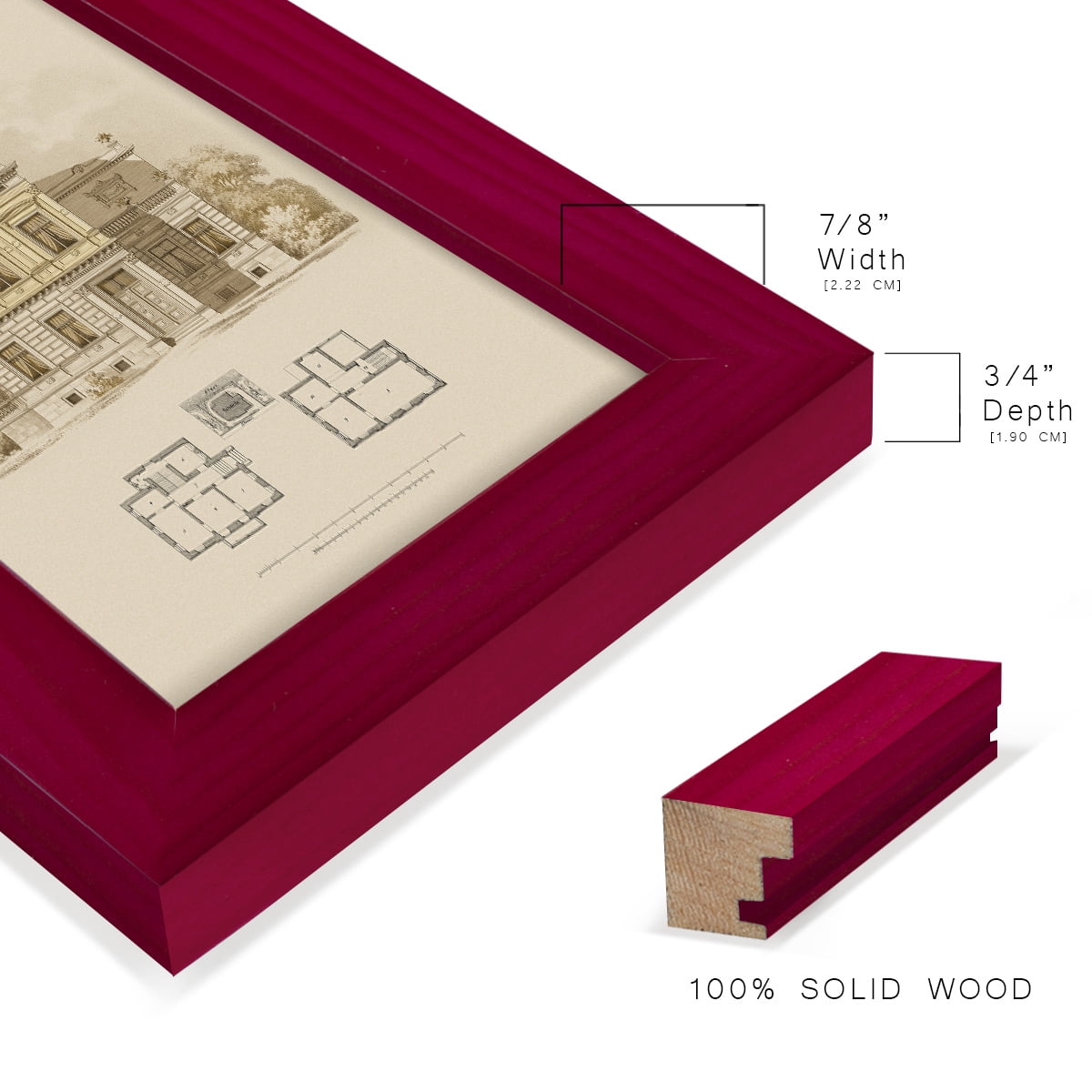 Estate and Plan III -Framed Print w/glass-Cherry Red