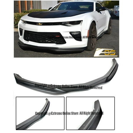 - T6 Style ABS Plastic Unpainted Black Add On Bottom Line Front Bumper Lower Lip Kit Splitter For 16-Up Chevrolet Camaro SS V8 2016 2017 2018 16 17 18 Chevy