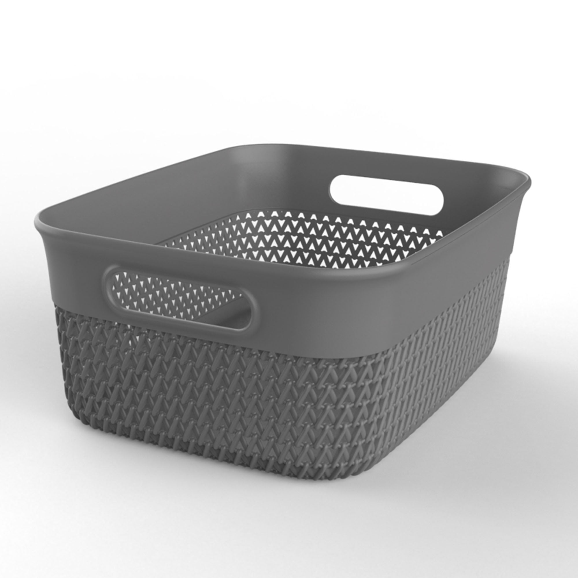 Life Story 10 Quart Decorative Storage Basket, Medium Plastic Home Organizer, Gray