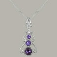 thumbnail image 2 of LBG Sterling Silver Genuine Natural Amethyst & Diamond Womens Bohemian Pendant & Chain Necklace - Chain length 22, 2 of 5