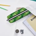 thumbnail image 6 of Cauagu Green Flower Print Leather Pencil Pen Case - Stationery Bag Portable Stationery Bag Big Capacity Pencil Pouch Cosmetic Organizer Bag for Men & Women, 6 of 7