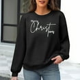 thumbnail image 2 of Lcziwo Christmas Waffle Knit Sweatshirt Women Casual Fashion Crew Neck Pullovers Oversized Long Sleeve Fall Xmas Tops Funny Graphic Printing Shirts Black,L, 2 of 6