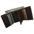 thumbnail image 3 of RFID Blocking Brown Vintage Leather Men's Trifold Center Flap Wallet, 3 of 10