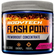 BodyTech Flash Point Pre Workout Concentrate for Energy, Focus & Stamina, Rainbow Sherbert (201 Grams Powder)