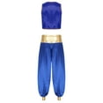 thumbnail image 2 of XUNZOO Men's Arabian Prince Costume Street Rat Stain Open Front Vest with Lantern Pants Royal Blue&Royal Blue S, 2 of 6
