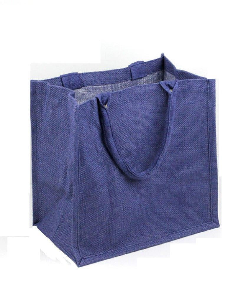 Large Wholesale Burlap Tote Bags with Full Gusset TJ888 Set of 12